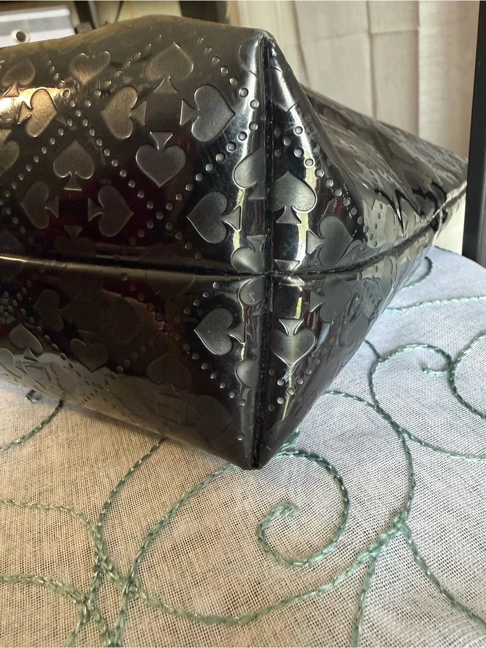 Kate Spade Emerald Avenue Jeralyn Black Patent Tote Bag with Heart Charm
